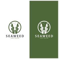 seaweed logo coral logo simple leaf logo underwater plant design vector