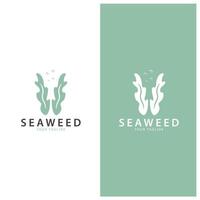 seaweed logo coral logo simple leaf logo underwater plant design vector