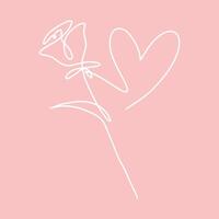 One line rose design. Hand drawn minimalism style illustration vector