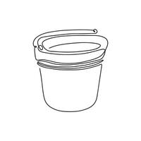 Bucket art icon in one line. linear logo. Outline illustration highlighted on a white background. vector