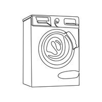 Washing machine for washing the fabric line icon. Drawing with one line. vector