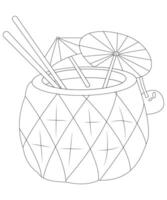 Unique and Funny Cocktail coloring page for kids and adults. cocktail coloring book page for children vector