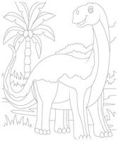 único dinosaurio colorante página para niños. dinosaurio colorante libro página para niños vector