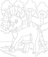 Unique Dinosaur coloring page for kids. Dinosaur coloring book page for children vector