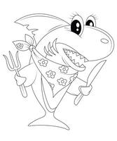 Cute and Funny Dolphin coloring page for kids and adults. Dolphin coloring book for children vector