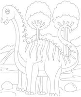 Unique Dinosaur coloring page for kids. Dinosaur coloring book page for children vector