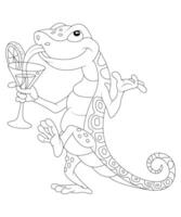 Chameleon Coloring page for kids. Chameleon coloring book page for children vector