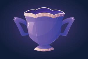 isolated cartoon ceramic drink purple tea cup. vector