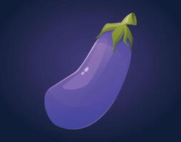 Ripe purple eggplant. isolated cartoon illustration of a garden vegetable. vector