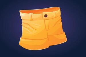 Summer yellow women's or children's shorts. isolated cartoon illustration of clothes. vector