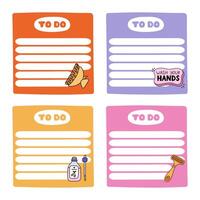 Cute hand drawn notebook template for to do list and notes with spa, hygiene, bath cartoon illustrations. Printable editable diary note elements for weekly planner, bullet journal, school schedule. vector