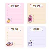 Cute hand drawn notebook template for to do list and notes with spa, hygiene, bath cartoon illustrations. Printable editable diary note elements for weekly planner, bullet journal, school schedule. vector