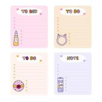 Cute hand drawn notebook template for to do list and notes with spa, hygiene, bath cartoon illustrations. Printable editable diary note elements for weekly planner, bullet journal, school schedule. vector