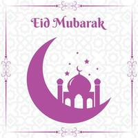 Eid Mubarak festival mosque greeting background vector