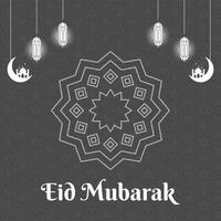 Eid Mubarak festival mosque greeting background vector