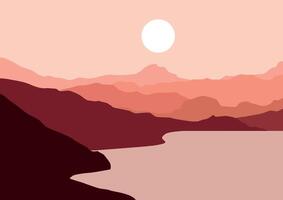 mountains and lakes. illustration in flat style. vector