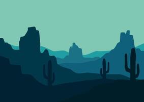 Panoramic view of the desert in America, nature illustration. vector