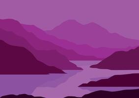 Mountains landscape and rivers, nature illustration. vector