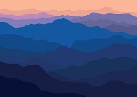 Landscape with mountains. illustration in flat style. vector