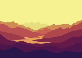 montañas paisaje y ríos, naturaleza ilustración. vector