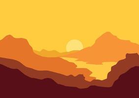 mountains and rivers. illustration in flat style. vector