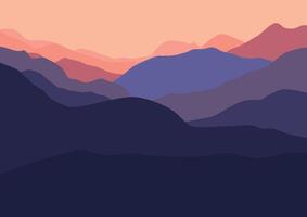 Landscape with mountains. illustration in flat style. vector