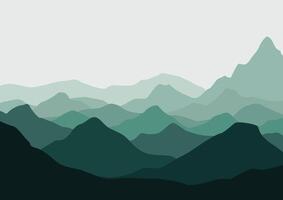 Mountains landscape panorama, nature illustration. vector