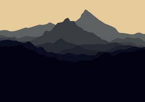 paisaje con montañas. ilustración en plano estilo. vector