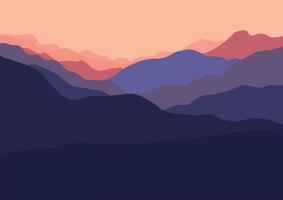 landscape mountains illustration in flat design for background. vector