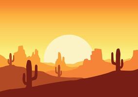 Illustration of desert and cactus in america in flat design for background. vector