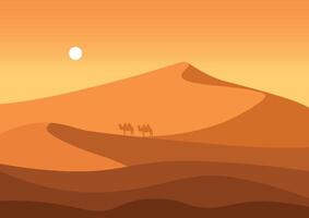 Panoramic view of the desert in the Arab lands, nature illustration. vector