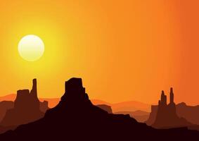 Panoramic view of the desert in America, nature illustration. vector