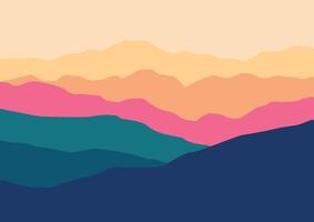 landscape mountains illustration in flat design for background. vector