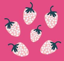 seamless pattern with strawberries, soft pink and white background, pink strawberries vector