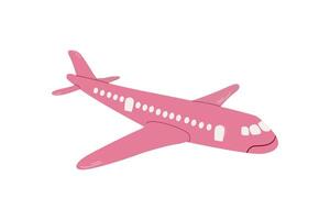 summer illustration, cute pink travel icon, travel and adventure tourism, pink airplane vector