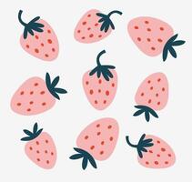 seamless pattern with strawberries, soft pink and white background, pink strawberries vector