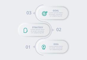 Neumorphic flowchart infographic. Creative concept for infographic with 3 steps, options, parts or processes. Template for diagram, graph, presentation and chart. vector