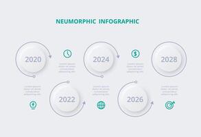 Neumorphic flowchart infographic. Creative concept for infographic with 5 steps, options, parts or processes. Template for diagram, graph, presentation and chart. vector