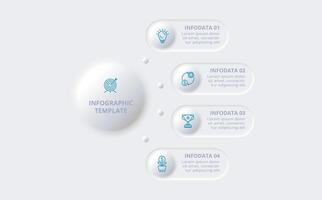 Neumorphic flowchart infographic. Creative concept for infographic with 4 steps, options, parts or processes. Template for diagram, graph, presentation and chart. vector