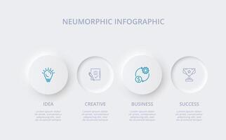 Neumorphic flowchart infographic. Creative concept for infographic with 4 steps, options, parts or processes. Template for diagram, graph, presentation and chart. vector