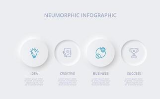 neumorfo diagrama de flujo infografía. creativo concepto para infografía con 4 4 pasos, opciones, partes o procesos. modelo para diagrama, grafico, presentación y cuadro. vector