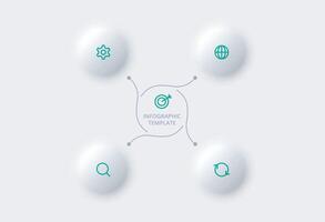 Neumorphic flowchart infographic. Creative concept for infographic with 4 steps, options, parts or processes. Template for diagram, graph, presentation and chart. vector