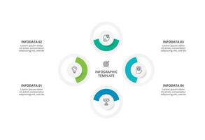 creativo concepto para infografía con 4 4 pasos, opciones, partes o procesos. negocio datos visualización. vector