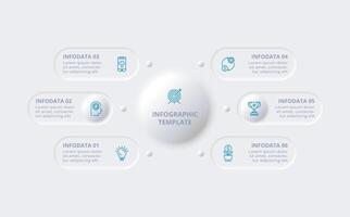 neumorfo diagrama de flujo infografía. creativo concepto para infografía con 6 6 pasos, opciones, partes o procesos. modelo para diagrama, grafico, presentación y cuadro. vector