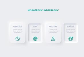 Neumorphic flowchart infographic. Creative concept for infographic with 4 steps, options, parts or processes. Template for diagram, graph, presentation and chart. vector