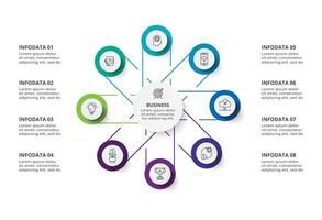 creativo concepto para infografía con 8 pasos, opciones, partes o procesos. negocio datos visualización. vector