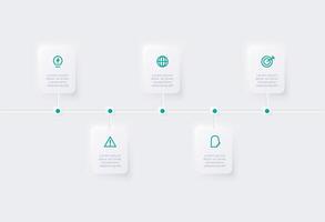 Neumorphic flowchart infographic. Creative concept for infographic with 5 steps, options, parts or processes. Template for diagram, graph, presentation and chart. vector
