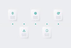 Neumorphic flowchart infographic. Creative concept for infographic with 5 steps, options, parts or processes. Template for diagram, graph, presentation and chart. vector