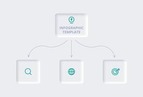 Neumorphic flowchart infographic. Creative concept for infographic with 3 steps, options, parts or processes. Template for diagram, graph, presentation and chart. vector