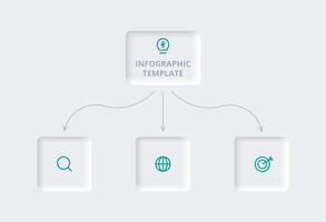 neumorfo diagrama de flujo infografía. creativo concepto para infografía con 3 pasos, opciones, partes o procesos. modelo para diagrama, grafico, presentación y cuadro. vector